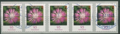Bund 2019 Blumen Rollenmarke sk, 3483 5er-Streifen mit Nr. gestempelt