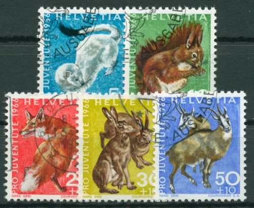 Schweiz 1966 Pro Juventute Tiere Wildtiere 845/49 gestempelt