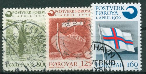 Färöer 1976 Gründung des Färöischen Postwesens 21/23 gestempelt