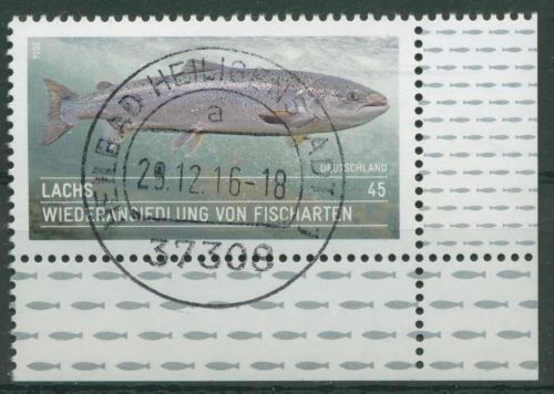 Bund 2014 Tiere Fische Lachs 3051 Ecke 4 mit TOP-Stempel (E4615)