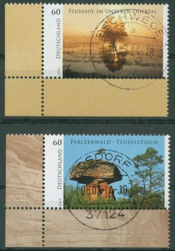 Bund 2014 Wildes Deutschland Odertal 3059/60 Ecke 3 mit TOP-Stempel (E4619)