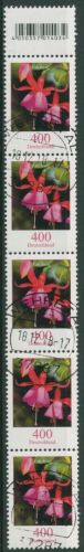 Bund 2015 Blumen aus 100er-Rolle 3190 6er-Streifen mit EAN + Nr. gestempelt