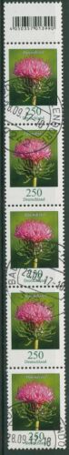 Bund 2016 Blumen aus 200er-Rolle 3199 6er-Streifen mit EAN + Nr. gestempelt