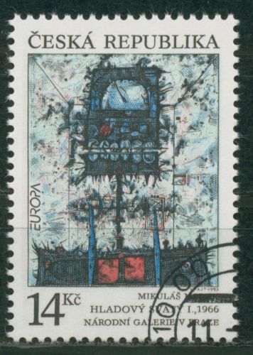 Tschechische Republik 1993 Europa CEPT Zeitgenössische Kunst 5 gestempelt