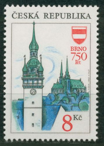 Tschechische Republik 1993 Brünn Bauwerke Rathaus Kathedrale 9 postfrisch