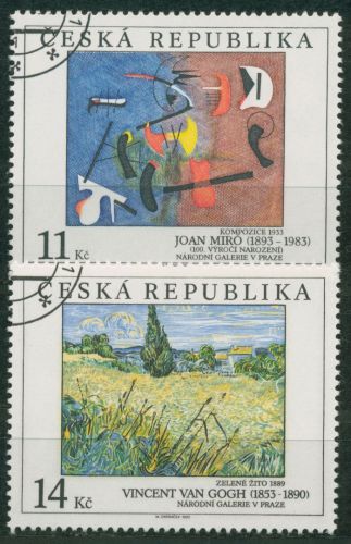 Tschechische Republik 1993 Gemälde v.Gogh, Joan Miro 26/27 gestempelt