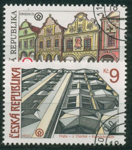 Tschechische Republik 1994 Schöne Heimat Hausfassaden 39/40 gestempelt