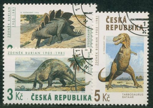 Tschechische Republik 1994 Prähistorische Tiere Dinosaurier 41/43 gestempelt