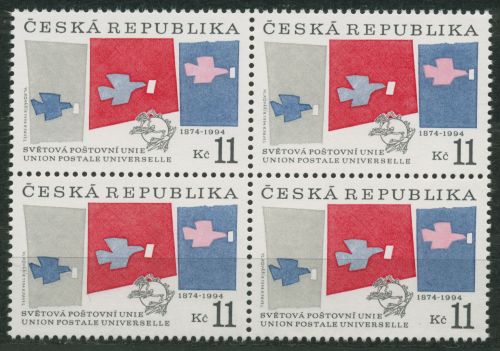 Tschechische Republik 1994 Weltpostverein UPU Brieftaube 48 4er-Block postfrisch