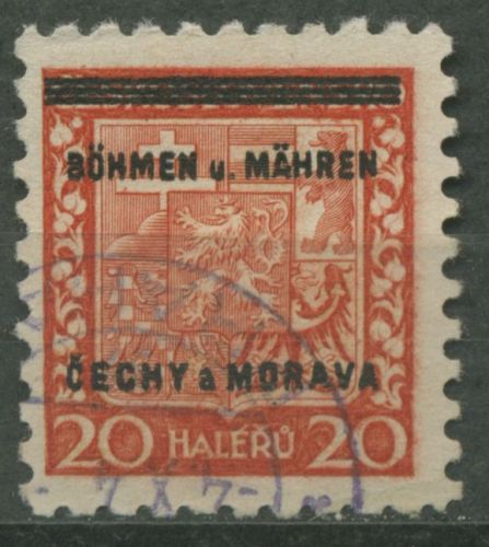 Böhmen und Mähren 1939 Marke mit Aufdruck 3 gestempelt