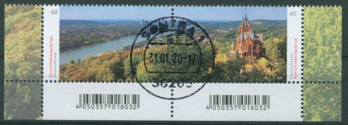 Bund 2020 Panoramen Rheintal Drachenburg 3510/11 ZD Ecke gestempelt (E4075)