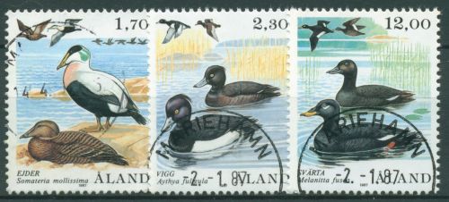 Aland 1987 Tiere Vögel Enten 20/22 gestempelt