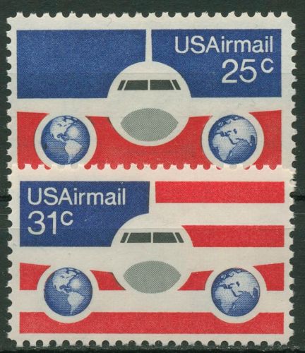 USA 1976 Flugpost Flugzeug Erdhalbkugeln 1200/01 postfrisch