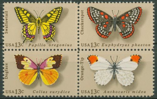 USA 1977 Insekten Schmetterlinge 1300/03 ZD postfrisch
