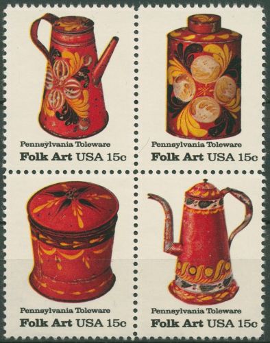 USA 1979 Volkskunst Blechgeschirr aus Pennsylvania 1378/81 ZD postfrisch