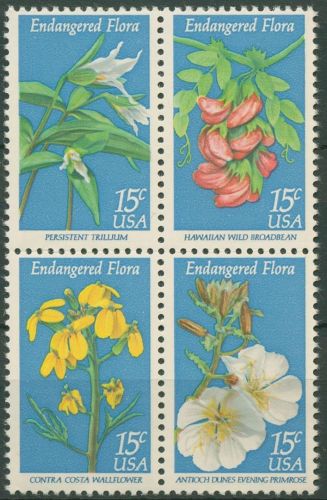 USA 1979 Naturschutz Blumen Nachtkerze Wicke 1386/89 ZD postfrisch