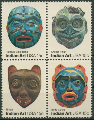 USA 1980 Volkskunst Indianer-Masken 1441/44 ZD postfrisch
