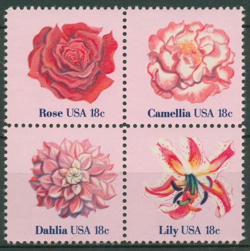 USA 1981 Blumen Rose Lilie Dahlie 1459/62 ZD postfrisch