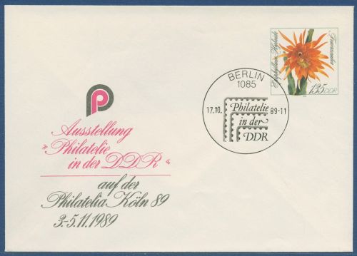 DDR 1989 Philatelia Köln Kakteen Umschlag U 10 mit SST (X41563)