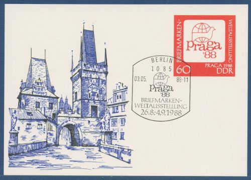 DDR 1988 Ausstellung Praga Sonderpostkarte P 99 mit SST (X41571)