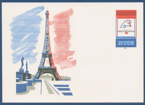 DDR 1989 PHILEXFRANCE Paris Sonderpostkarte P 102 ungebraucht (X40996)