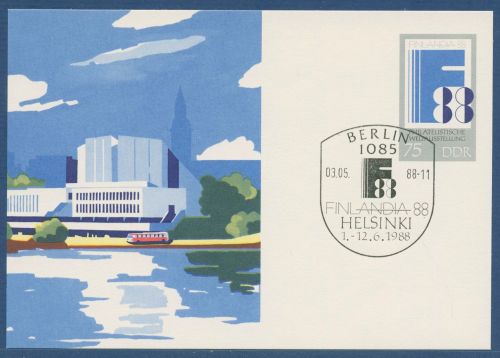 DDR 1988 FINLANDIA Helsinki Sonderpostkarte P 100 mit SST (X41572)
