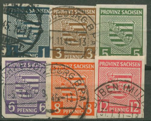SBZ Provinz Sachsen 1945 Provinzwappen WZ fallend 66/71 X gestempelt