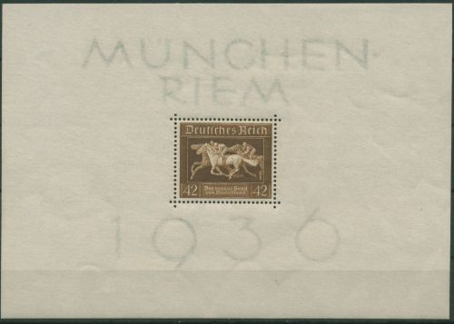 Deutsches Reich 1936 Galopprennen Das Braune Band Block 4 postfrisch