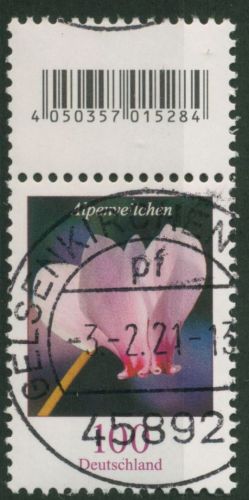 Bund 2018 Blumen aus 200er-Rolle 3365 S Zd 3 mit EAN mit TOP-Stempel