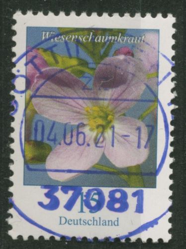 Bund 2018 Blumen Rollenmarke 3424 R mit Nr. mit TOP-Stempel