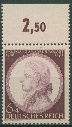 Deutsches Reich 1941 150. Todestag von W. Amadeus Mozart 810 Oberrand postfrisch