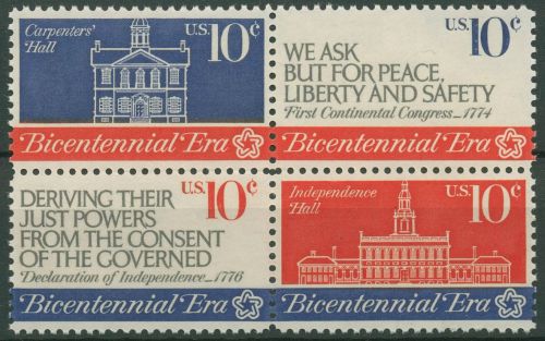 USA 1974 Erster Kontinentalkongress 1150/53 ZD postfrisch