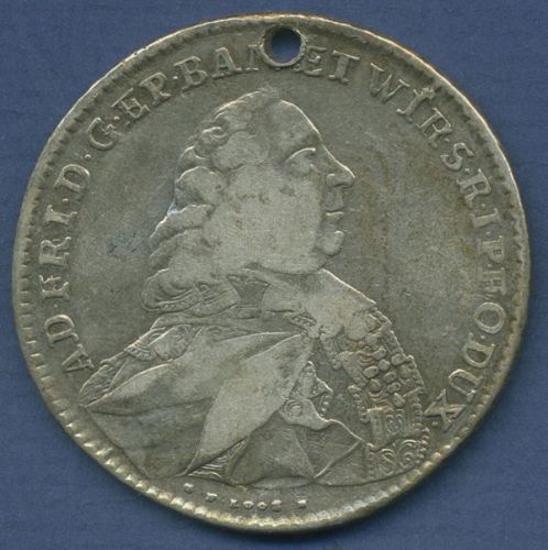 Würzburg-Bistum Taler 1765 Adam Friedrich von Seinsheim, ss gelocht (m6886)
