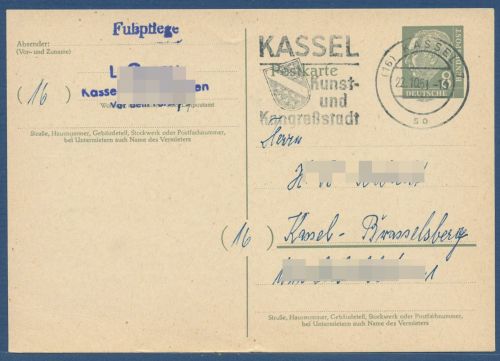Bund 1961 Theodor Heuss Ortspostkarte P 36 gebraucht (X41585)