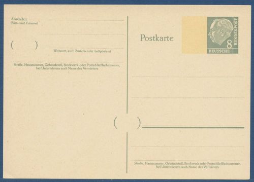 Bund 1960 Theodor Heuss Ortspostkarte P 35 a I ungebraucht (X41595)