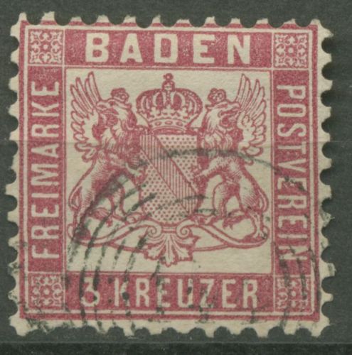 Baden 1862/66 3 Kreuzer rot 18 gestempelt