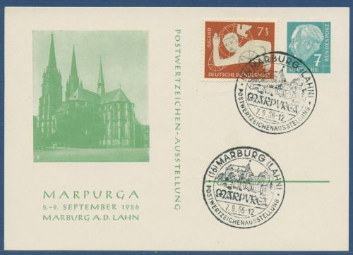 Bund 1956 Heuss MARPURGA Marburg, Privatpostkarte PP 6/10 SST (X41605)