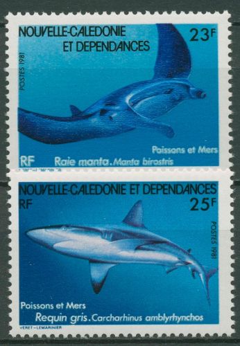 Neukaledonien 1981 Fische Riffhai Manta Rochen 659/60 postfrisch