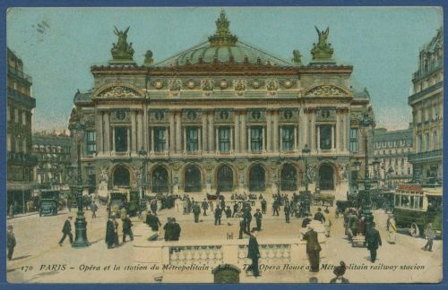 Paris Opernhaus mit Metro-Station, gelaufen 1921 (AK5535)