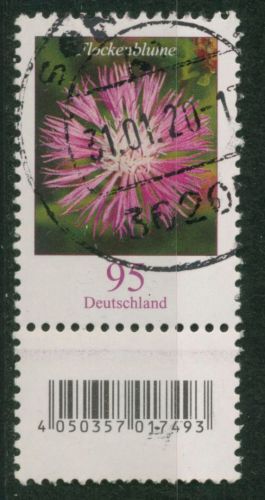 Bund 2019 Blumen Rollenmarke 3470 S Zd 1 mit EAN + Nr. gestempelt