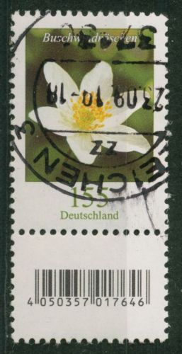 Bund 2019 Blumen Rollenmarke 3472 S Zd 1 mit EAN + Nr. gestempelt