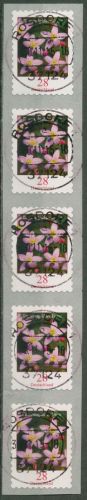 Bund 2014 Blumen Rollenmarke sk 3094 5er-Streifen mit Nr. mit TOP-Stempel