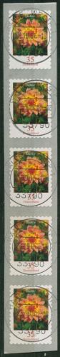 Bund 2006 Blumen Rollenmarke sk 2514 5er-Streifen mit Nr. mit TOP-Stempel