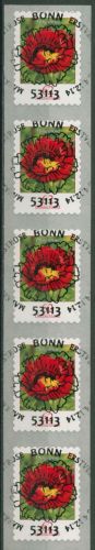 Bund 2014 Blumen Rollenmarke sk 3121 5er-Streifen mit Nr. mit ESST BONN