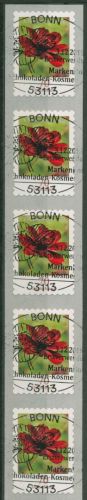 Bund 2015 Blumen Rollenmarke sk 3197 5er-Streifen mit Nr. mit ESST BONN