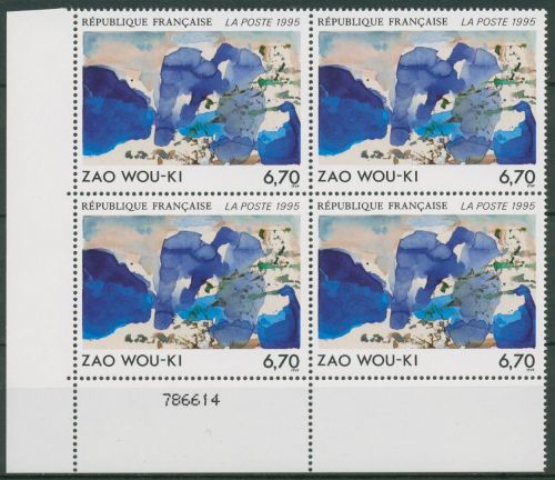 Frankreich 1995 Zeitgenössische Kunst Wou-Ki 3100 4er-Block postfrisch (C66734)