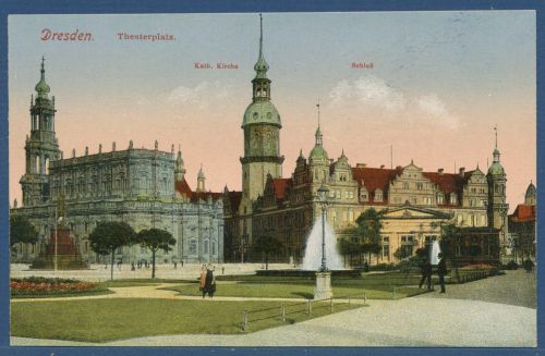 Dresden Theaterplatz Kath. Kirche und Schloß, ungebraucht (AK5795)