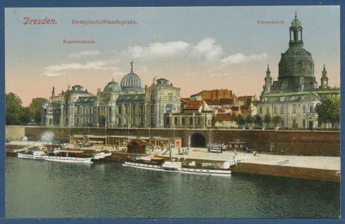 Dresden Dampfschifflandeplatz Kunstakademie Frauenkirche, ungebraucht (AK5789)