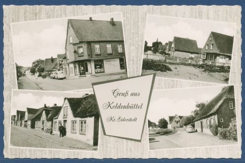 Koldenbüttel bei Friedrichstadt Geschäft Ruge, gelaufen 1972 Klebespur (AK5753)