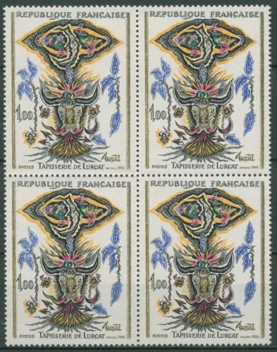 Frankreich 1966 Wandteppich Mond und Stier 1564 4er-Block postfrisch (C66866)